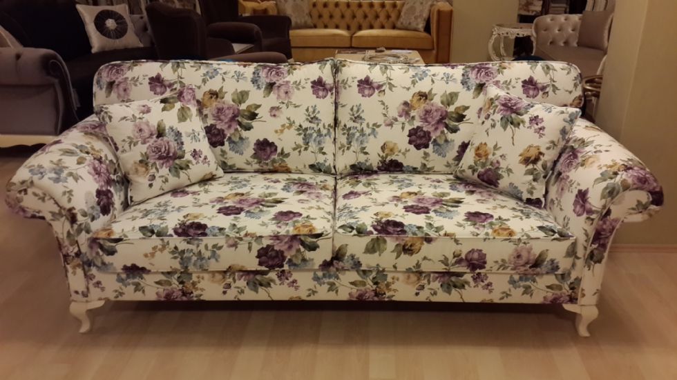 Kodu: 12566 - Floral Pattern Custom Luxury Couches Designs Velvet Fabric Sofa Couches Design