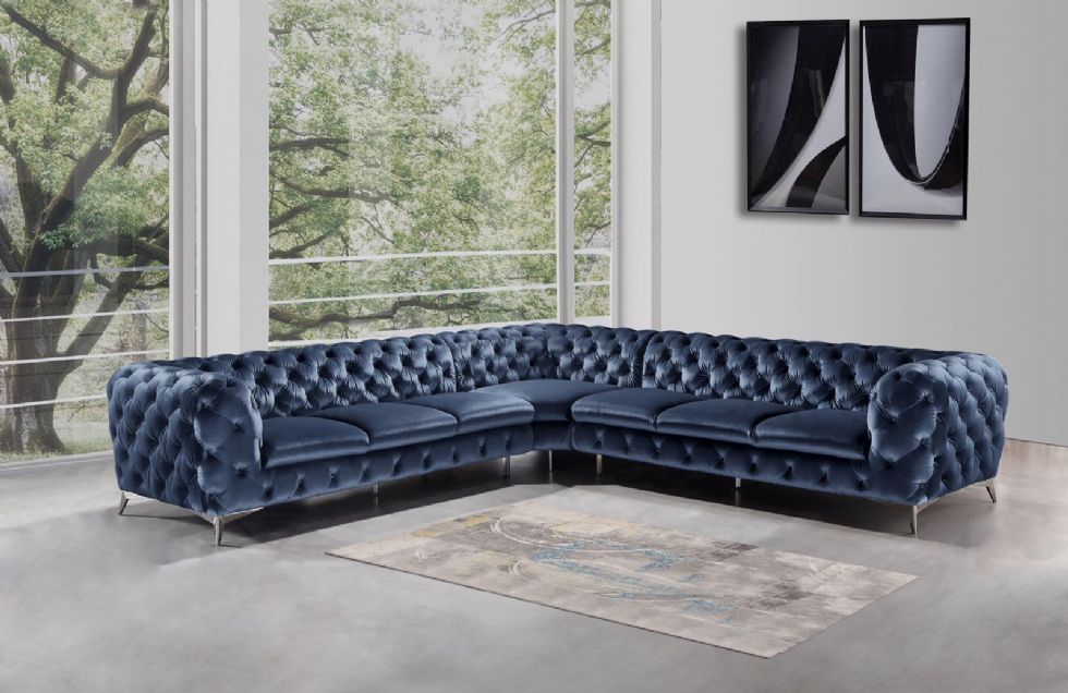 Kodu: 13023 - Fully Tufted Decor L Chesterfield Sofa Corner Sectional Design Luxury Exclusive Fabrics Leather